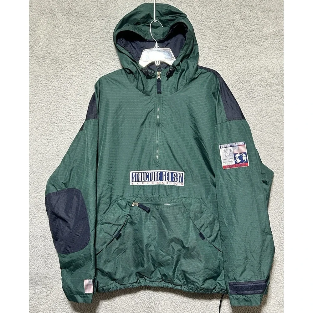 Vintage Structure Geo S97 Exploration 1/4 Zip Pullover Rip Stop Gorpcore‎ Sz XL